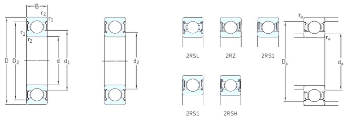 5 mm x 19 mm x 6 mm  SKF W635-2Z deep groove ball bearings